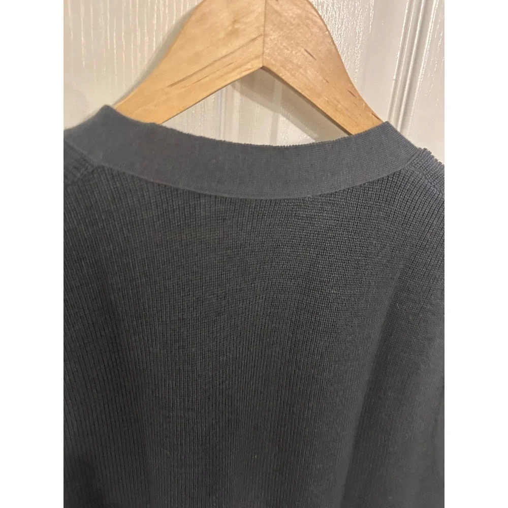 Lord & Taylor Mens Italian Merino Wool Cardigan Vest Black V-Neck Button Front L